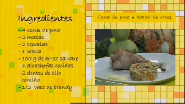 Coxas de pavo con timbal de arroz e verduras - 24/03/2016 10:30