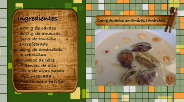 Crema de cardo con ameixas e améndoas - 02/10/2015 10:30