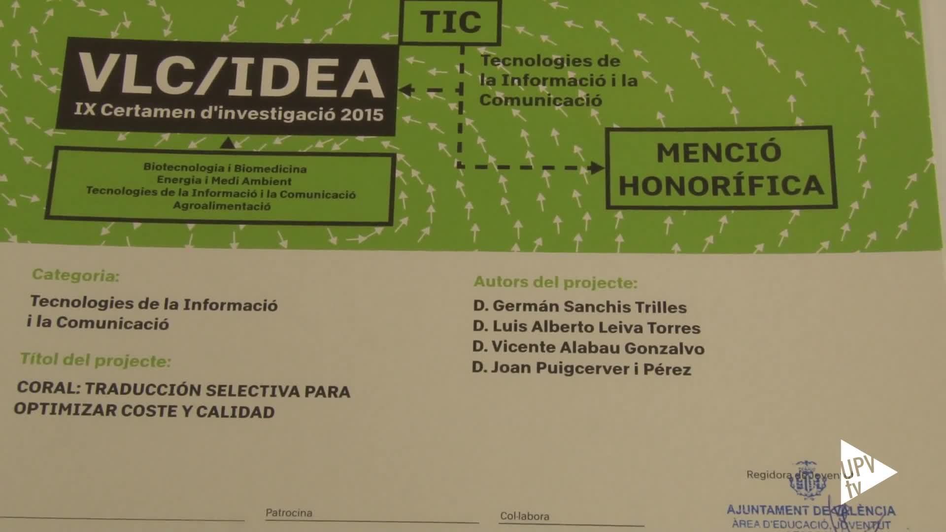 04-12-2015 Investigadores UPV, premios Valencia Idea