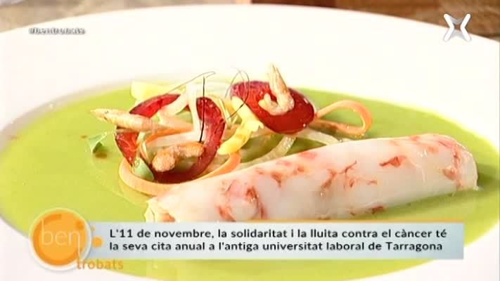 Caneló de llagostins amb llet de tigre